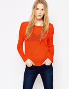Vila Long Sleeve T-shirt With Open Back - Mandarine Red