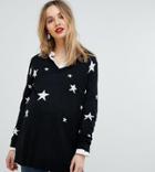 Isabella Oliver V Neck Knitted Sweater In All Over Star Print - Black