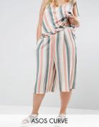 Asos Curve Culotte In Washed Stripe Co-ord - Multi