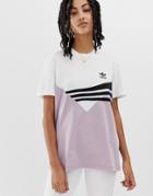Adidas Originals Linear T-shirt In Lilac And Black-purple
