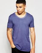 Antioch Longline T-shirt In Oil Wash With Scoop Neck - Blue