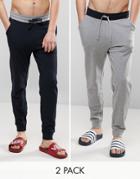 Asos Skinny Jogger With Contrast Waistband 2 Pack Navy/gray Marl Save - Multi