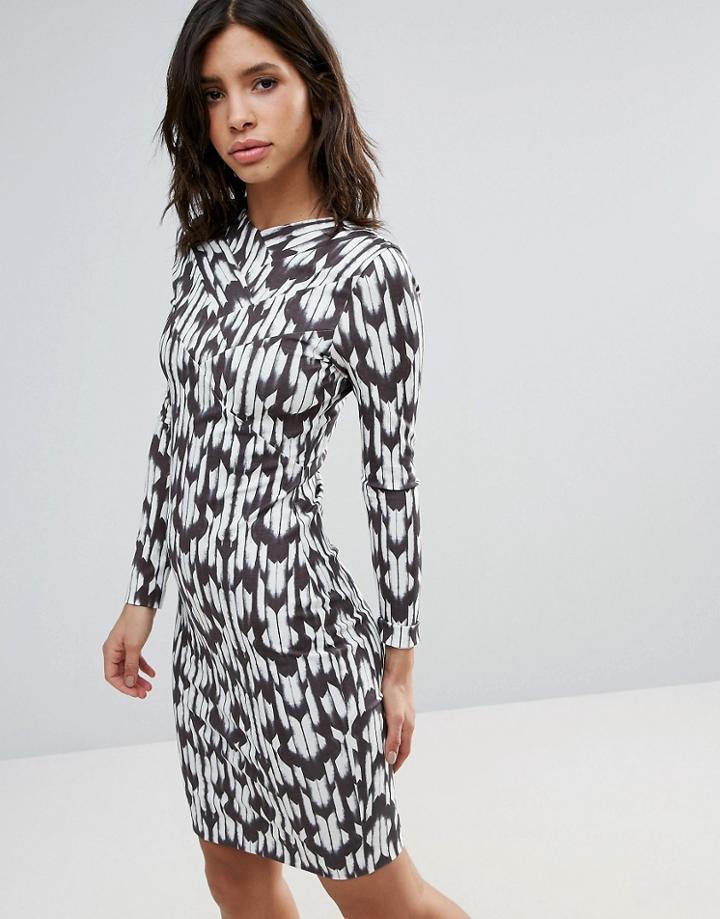 Talulah Brooklyn Long Sleeve Printed Dress - Navy