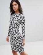 Talulah Brooklyn Long Sleeve Printed Dress - Navy