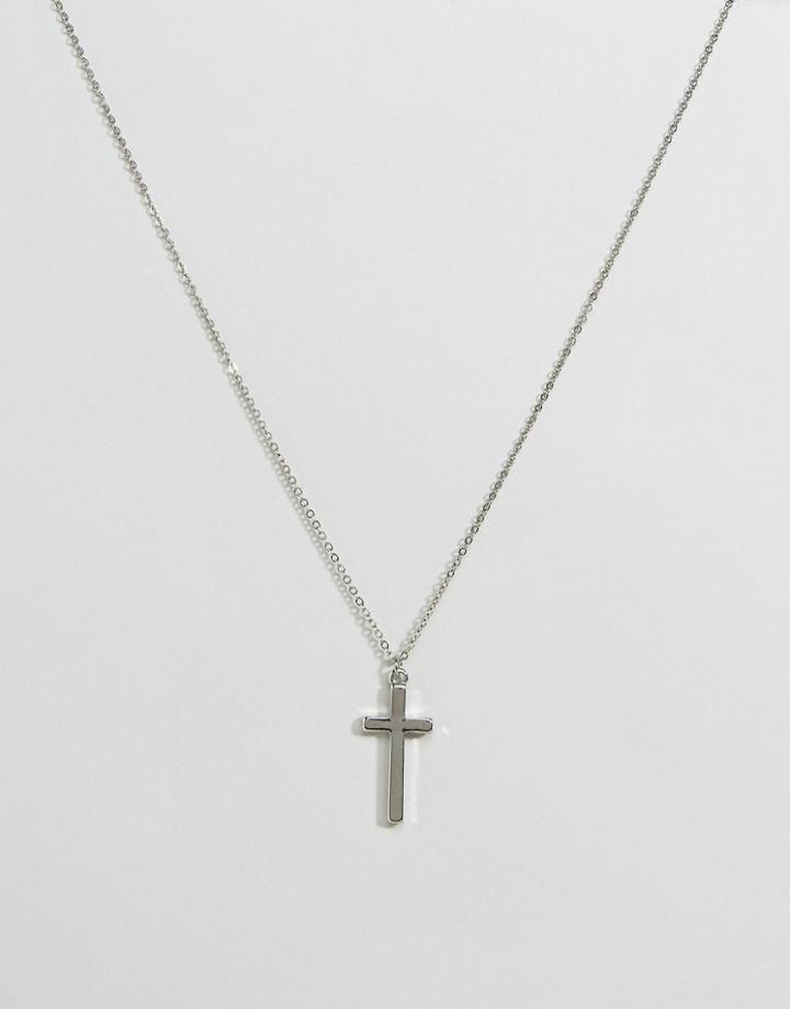 Icon Brand Cross Pendant Necklace In Antique Silver - Silver