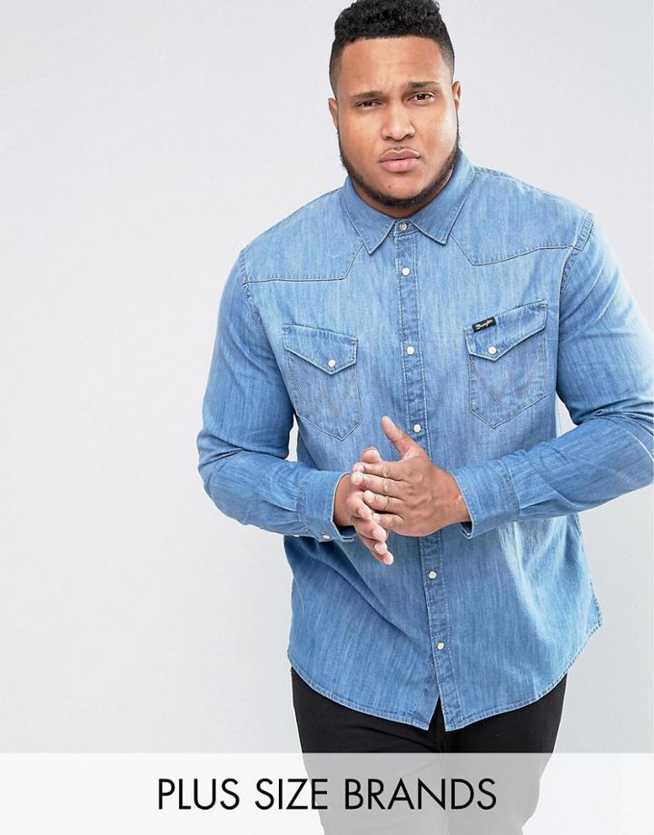 Wrangler Plus Western Shirt Light Wash - Blue