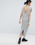 Asos City Maxi Sleeveless Sweat Dress With Low Back - Gray