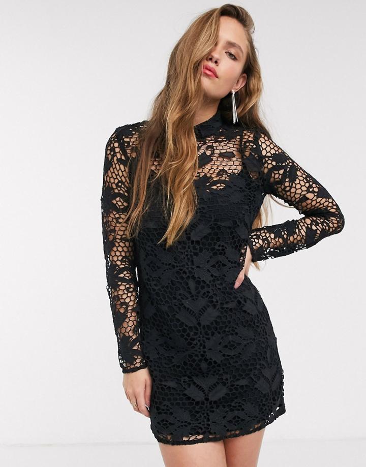 Stevie May Pleasant Surprise Lace Shift Dress-black