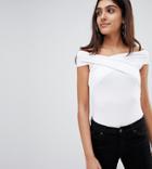 Asos Design Tall Top With Wrap Front - White