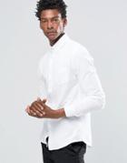 Celio Slim Fit Button Down Shirt With Pocket - White