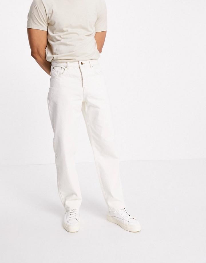 Asos Design Baggy Jeans In Ecru-white