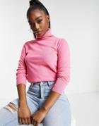 Brave Soul Colombia Roll Neck Sweater-pink