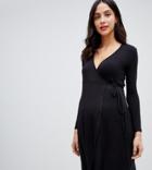 New Look Maternity Wrap Dress In Black - Black