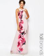 Little Misstress Tall Cross Front Maxi Dress With Floral Placement Print And Belt Detail - Multi