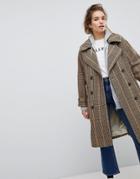 Pull & Bear Check Print Trench Trench - Multi