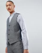 French Connection Slim Fit Gray Herringbone Suit Vest
