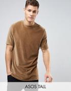 Asos Tall Longline T-shirt In Cord Fabric In Beige - Beige