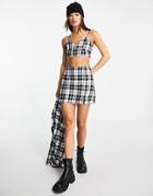 Asos Design Mini Skirt With Notch Hem In Check Print - Part Of A Set-multi