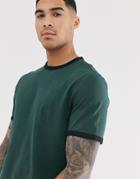 Asos Design Organic T-shirt With Ringer In Green