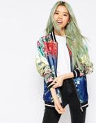 Asos Bomber Jacket With Ombre Print Detail - Multi