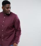 Asos Design Plus Stretch Regular Fit Oxford Shirt In Burgundy - Red