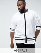 Asos Plus Knitted T-shirt With Mono Stripes - White