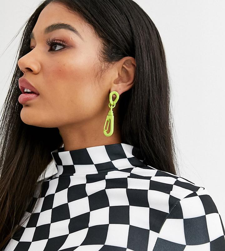 Asos Design X Christian Cowan Chain Drop Earrings-green