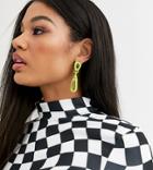 Asos Design X Christian Cowan Chain Drop Earrings-green