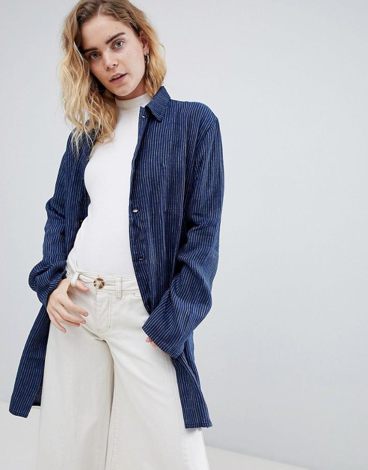 Bethnals Graham Stripe Duster Jacket - Blue