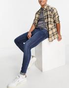 Jack & Jones Intelligence Tom Spray On Jeans In Dark Blue-blues