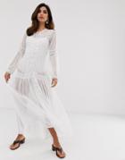 Y.a.s Festival Lace Crochet Detail Maxi Beach Dress-white