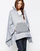 Asos Hooded Jersey Cape With Tie Front Detail - Gray