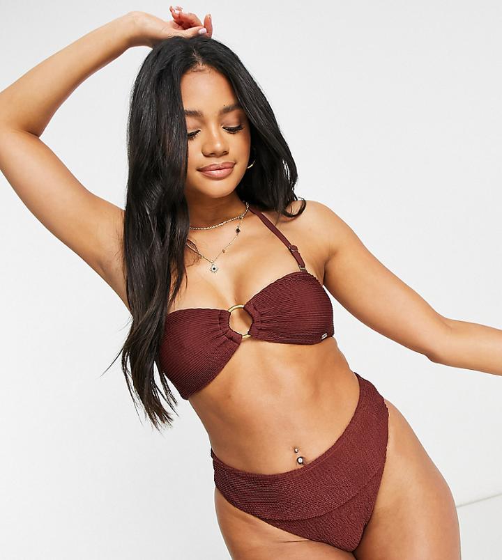 Free Society Exclusive Mix And Match High Leg High Waist Bikini Bottom In Brown