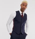 Asos Design Tall Slim Suit Vest In Navy