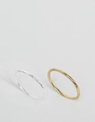 Asos Pack Of 2 Gold Plated And Sterling Silver Etched Ring Pack - Multi