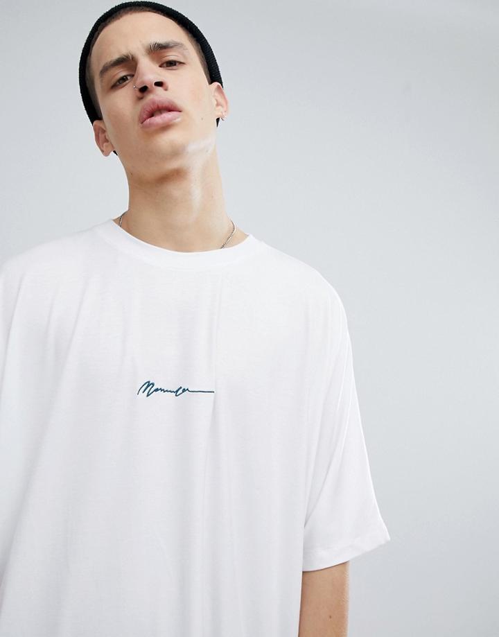 Mennace Oversized Logo T-shirt In White - White