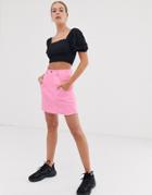 Asos Design Washed Cotton Utility Mini Skirt - Pink