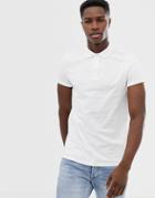 Asos Design Jersey Polo With Roll Sleeve In White - White