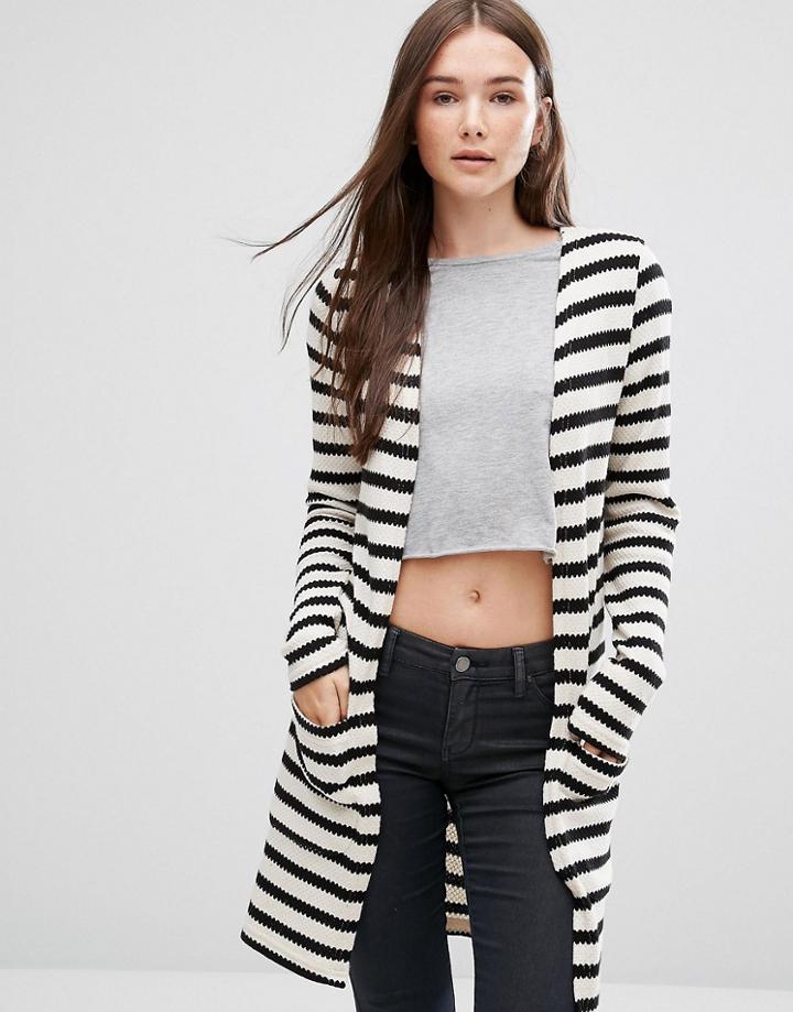 Only Longline Striped Cardigan - Multi