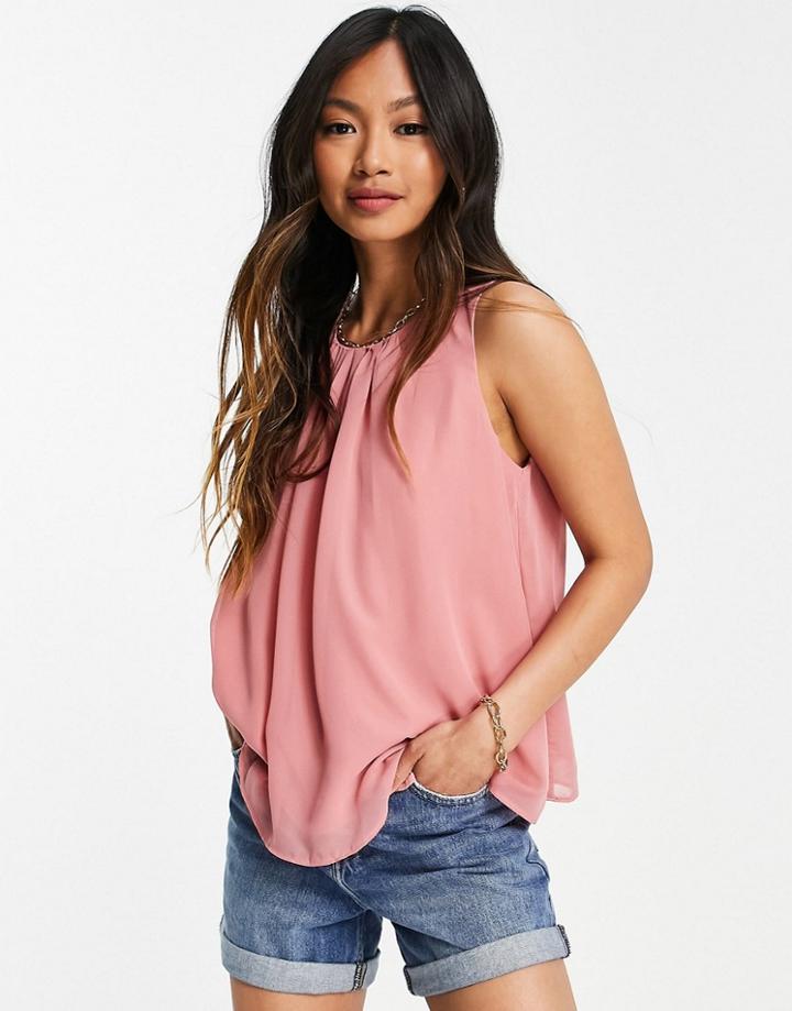 Asos Design Swing Tank In Chiffon In Blush-no Color