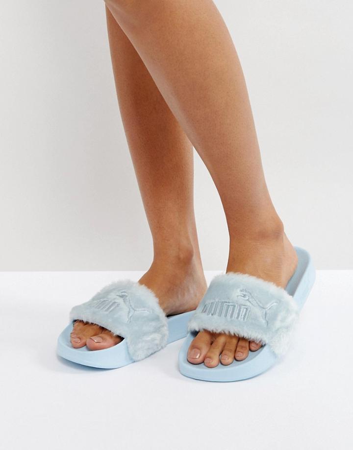 Puma X Fenty Fur Slider Sandals - Blue