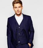 Selected Homme Exclusive Pin Dot Suit Jacket In Skinny Fit - Blue