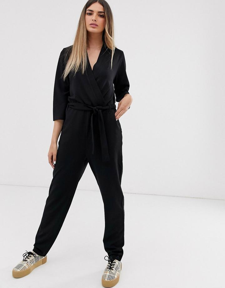 Jdy Wrap Detail Jumpsuit In Black - Black