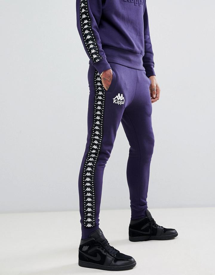 Kappa Jogger With Ribbed Hem And Logo Taping In Blue - Blue