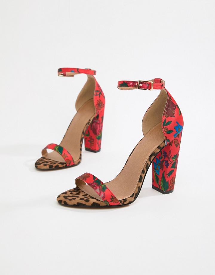 Asos Design Highball Barely There Block Heeled Sandals - Multi