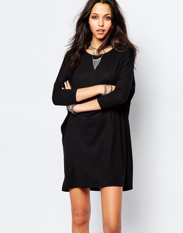 Noisy May Abia Drape Dress - Black