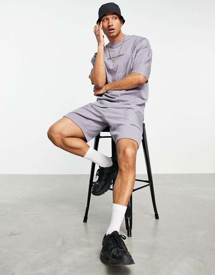 Asos Unrvlld Spply Coordinating Relaxed Shorts With Cut & Sew Nylon Panels In Black