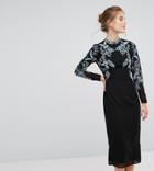 Hope & Ivy Long Sleeve Embellished Backless Dress - Multi