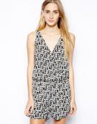 Brave Soul Printed Wrap Front Playsuit - Multi