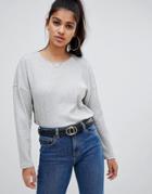 Asos Design Long Sleeve T-shirt With Batwing In Gray - Gray